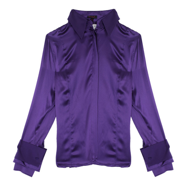 Pre Owned Escada Purple Silk Button Down Top L