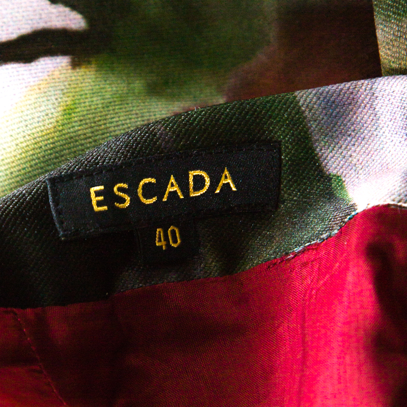 Pre-owned Escada Multicolor Floral Print Knee Length Sheath Skirt L