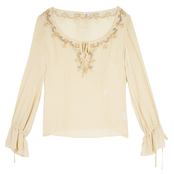 Pre Owned Escada Embellished Silk Top S
