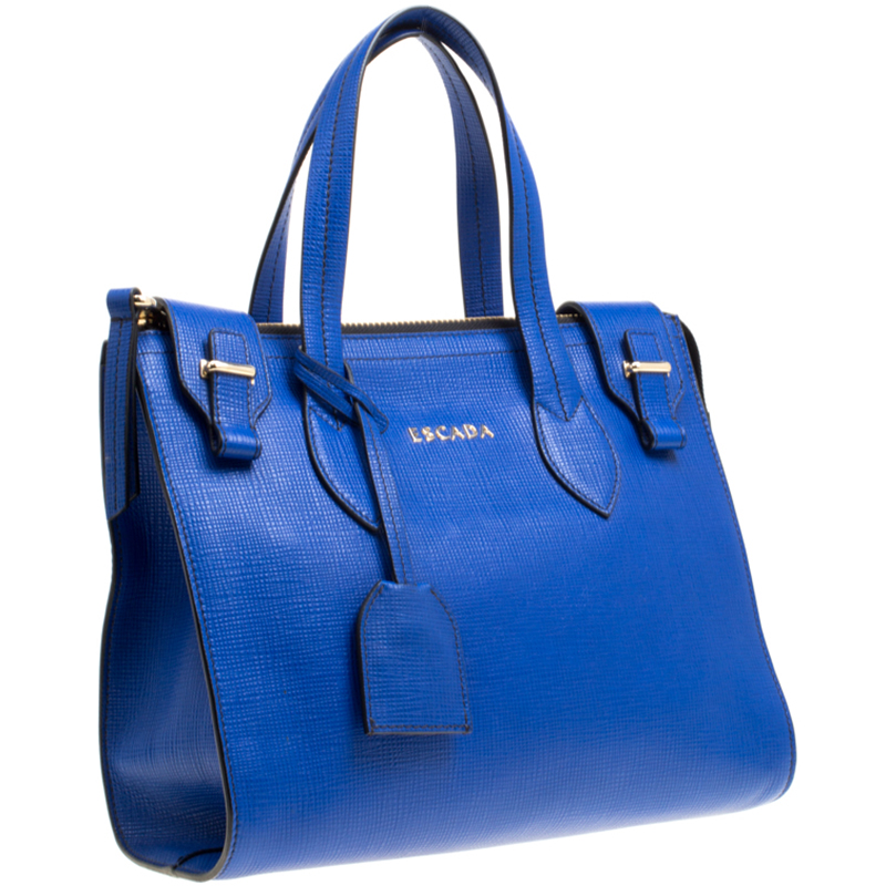 

Escada Blue Textured Leather Zip Tote