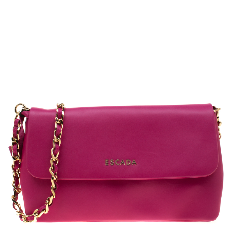Escada Pink Leather Chain Shoulder Bag