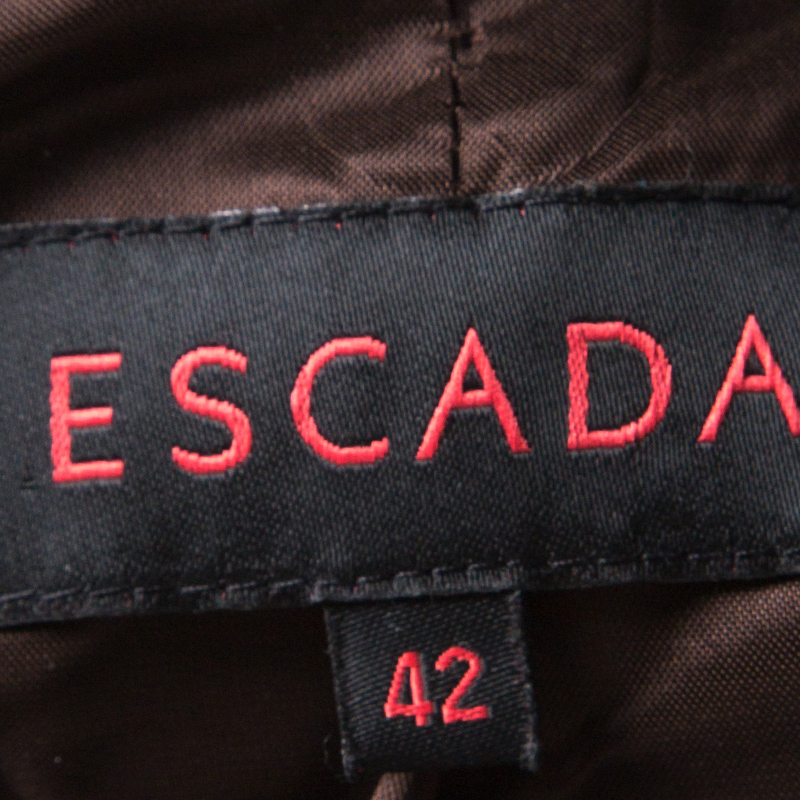 Pre-owned Escada Brown Velvet Top Stitch Detail Blazer M