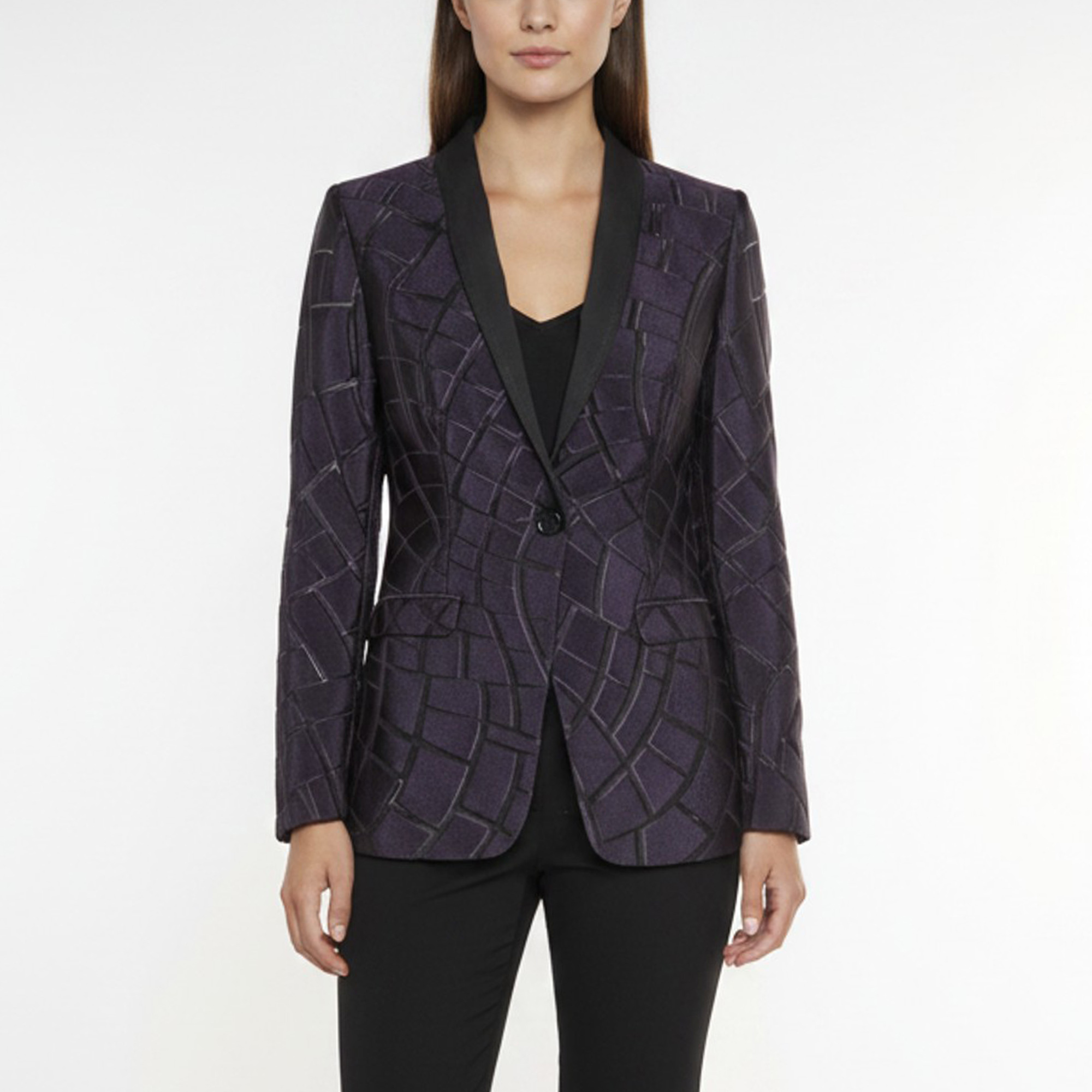 

Escada Purple Jacquard Regular Fit Bedis Jacket M