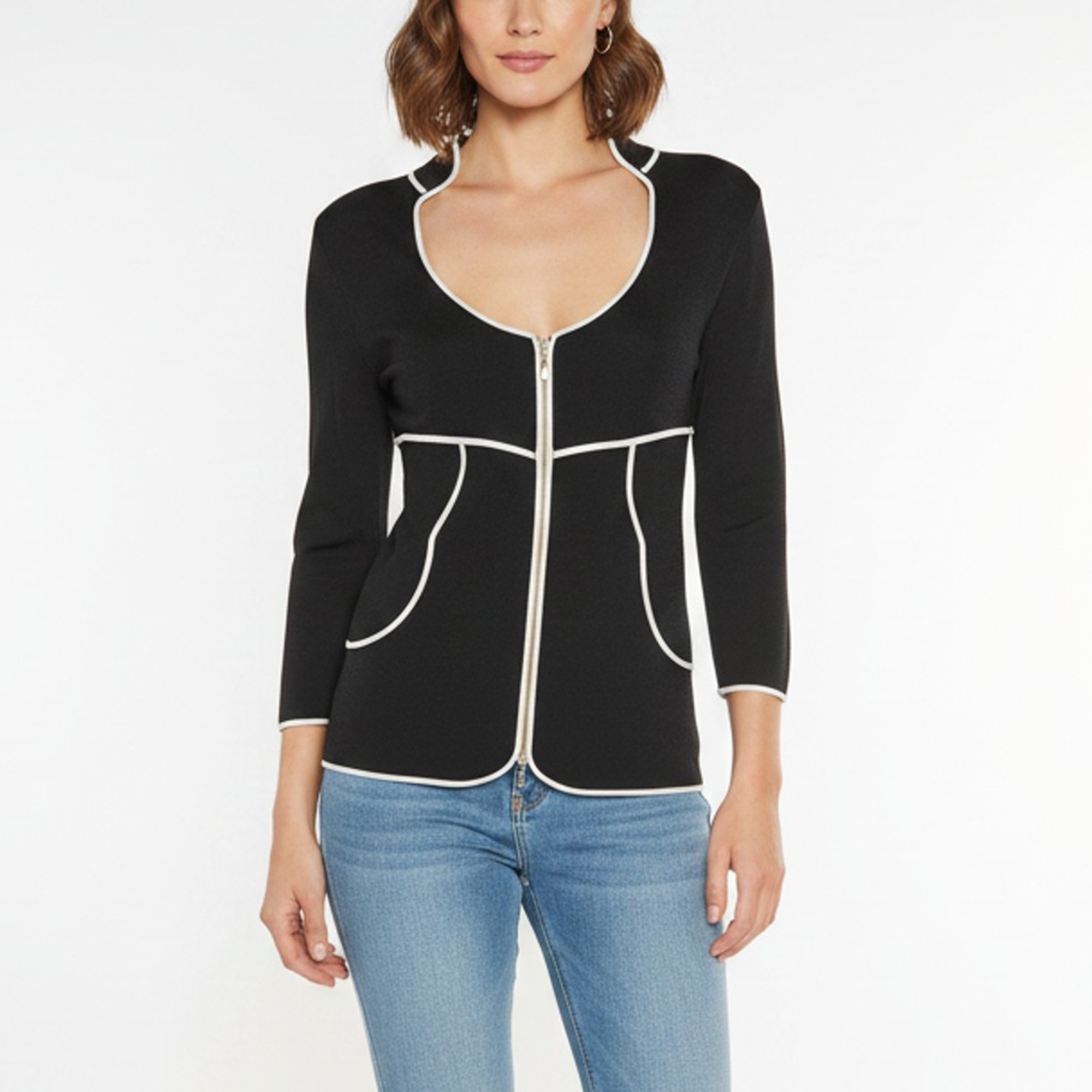 

Escada Black Jersey Long Sleeve Zip Up Jacket M