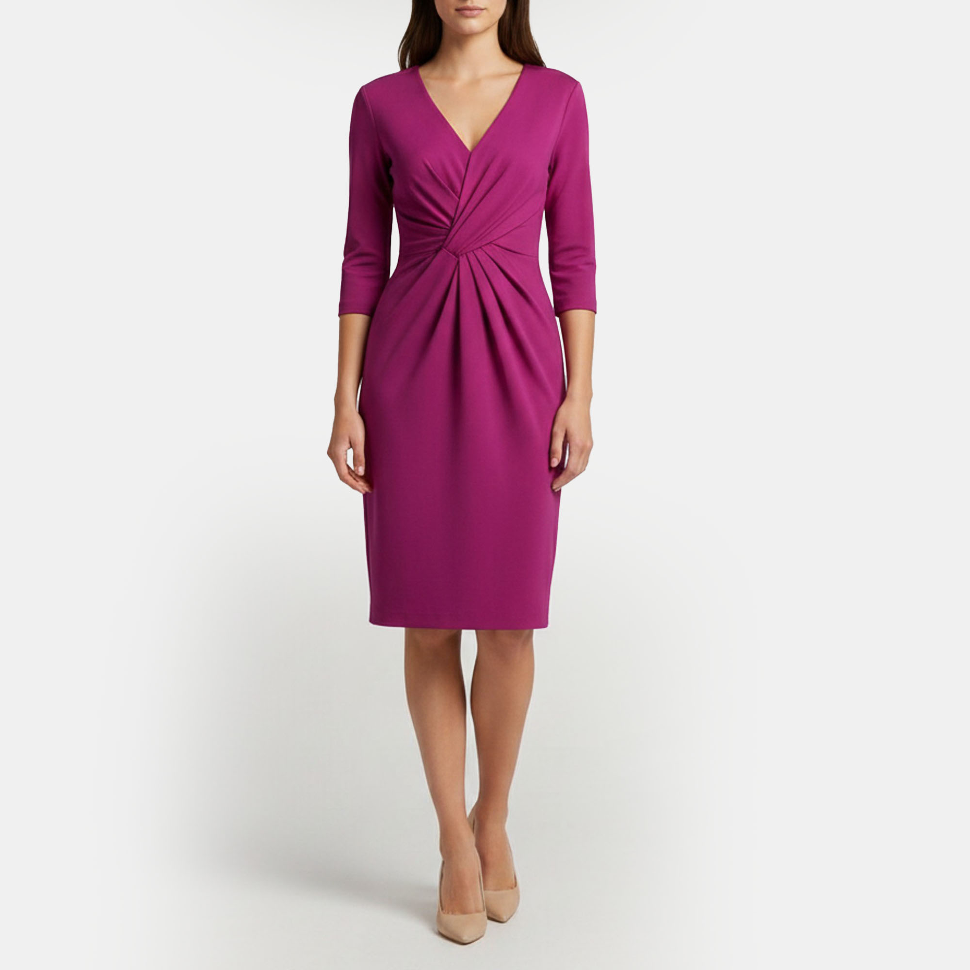 

Escada Pink Jersey Draped Delia Midi Dress S