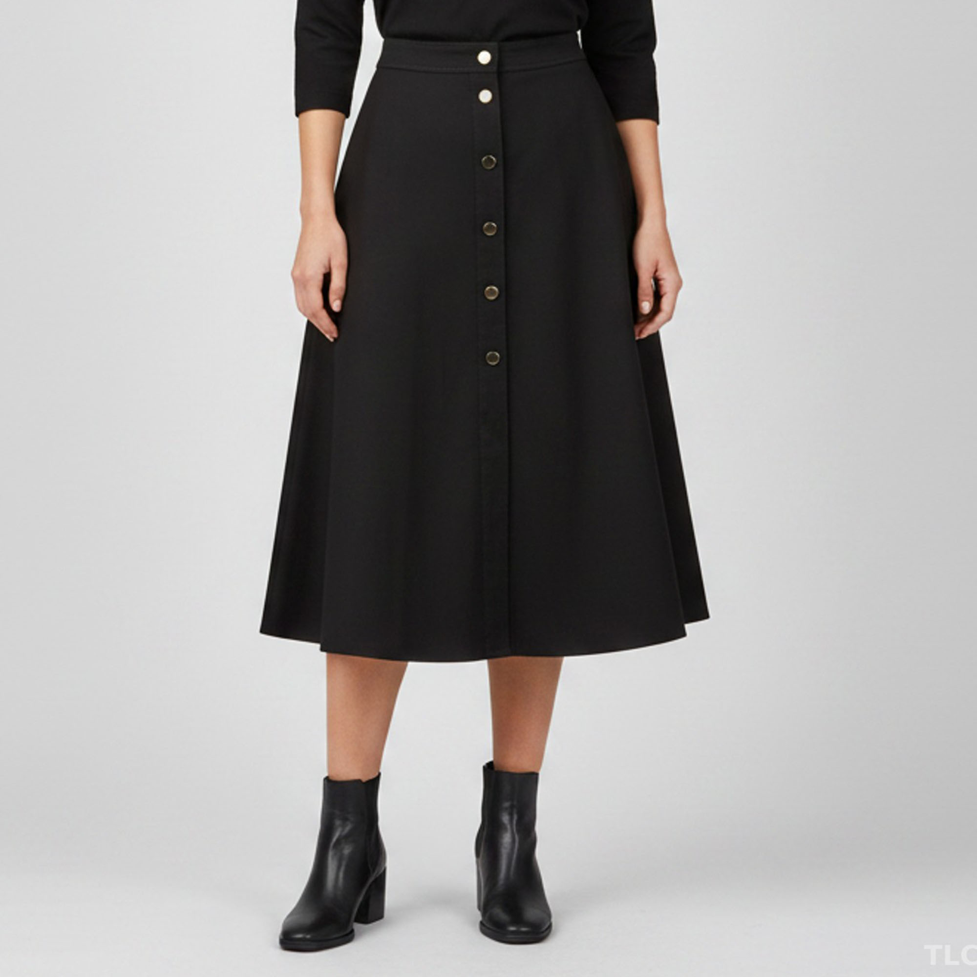 

Escada Black Wool Blend A-line Rosara Skirt L