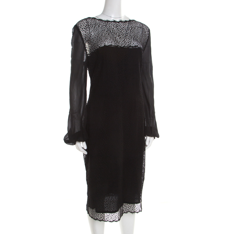 

Escada Black Lace Long Sleeve Djohra Dress