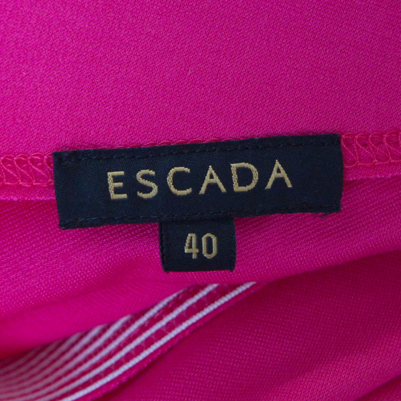 Pre-owned Escada Blossom Pink Jersey Ruched Side Detail Skirt L