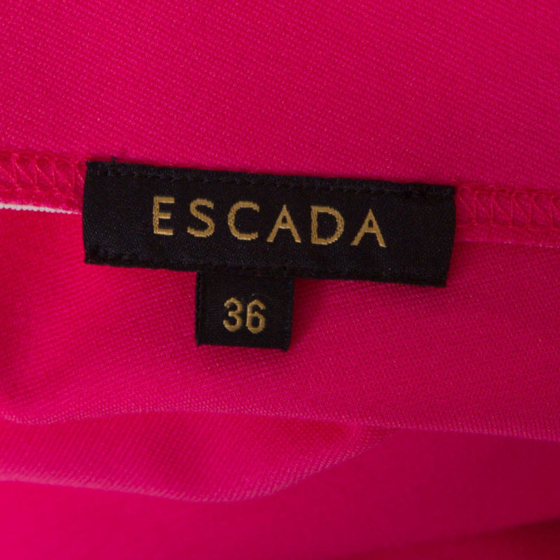 Pre-owned Escada Blossom Pink Jersey Ruched Side Detail Skirt M