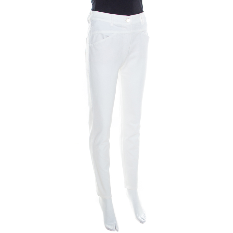 

Escada White Stretch Denim Teresa Straight Leg Jeans