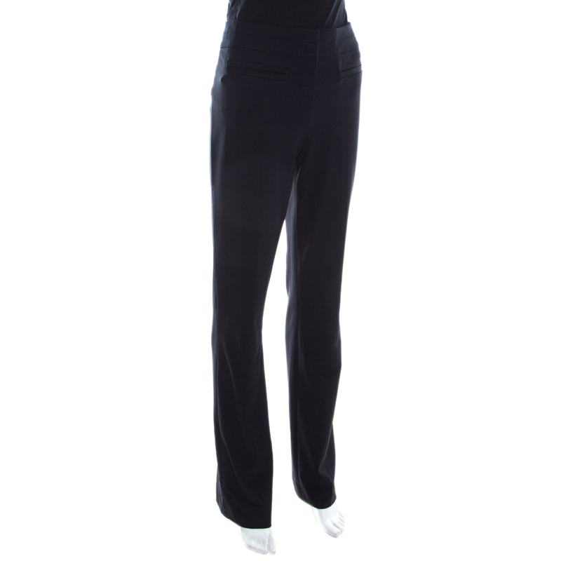 

Escada Navy Blue Stretch Crepe Straight Leg Tritara Trousers