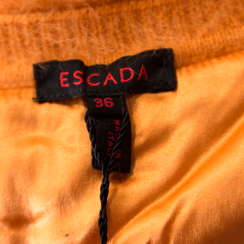 Pre-owned Escada Yellow Angora Rib Knit Silk Lined Fuzzy Tank Top M