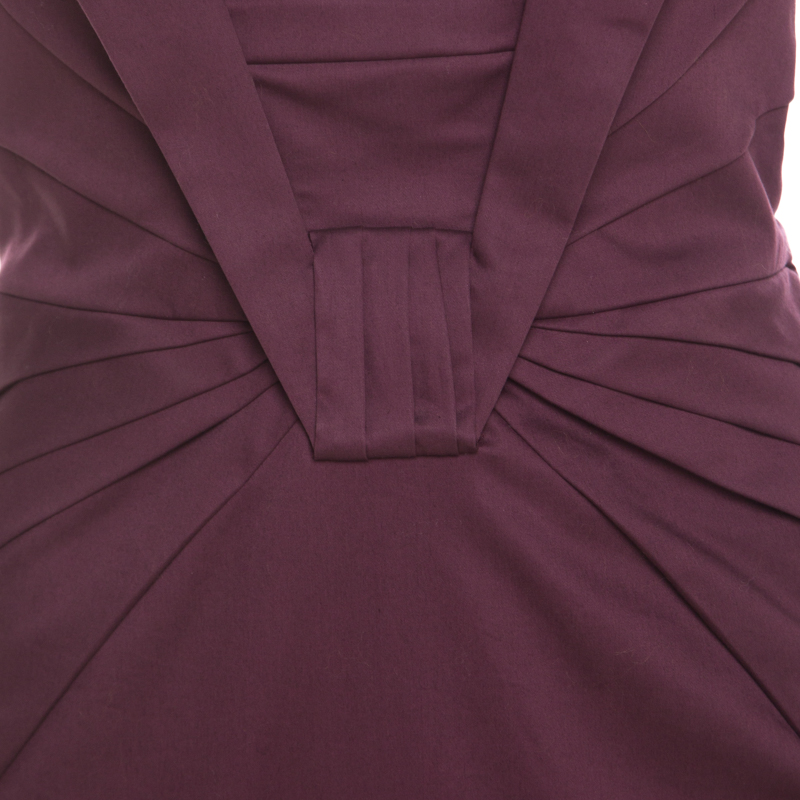 Pre-owned Escada Purple Cotton Stretch Pleated Bodice Detail Sleeveless Pencil Dress M