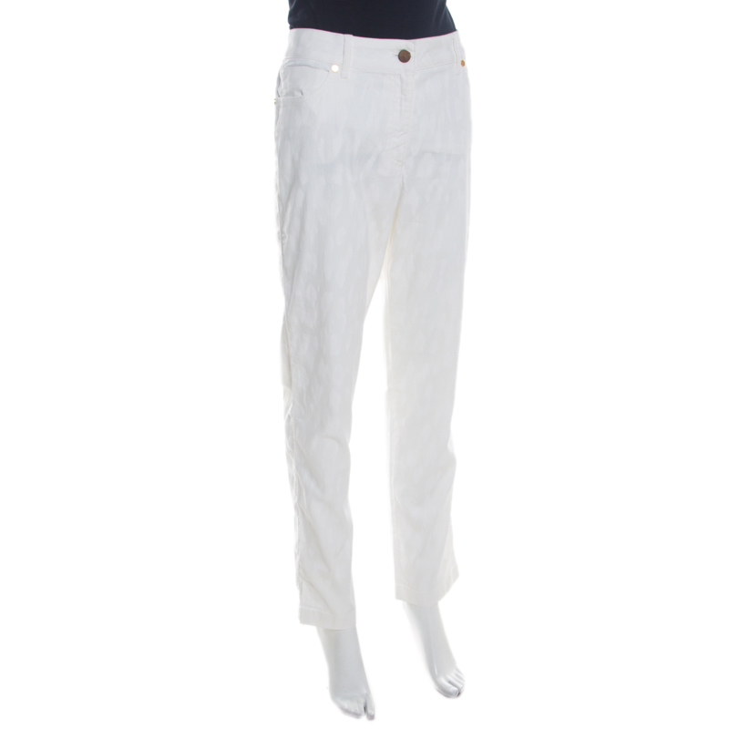 

Escada Off White Patterned Stretch Cotton Jacquard Jeans
