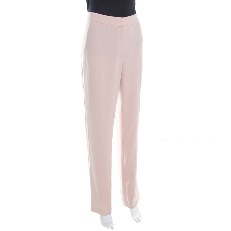 

Escada Blush Pink Crepe Straight Leg Tovey Trousers