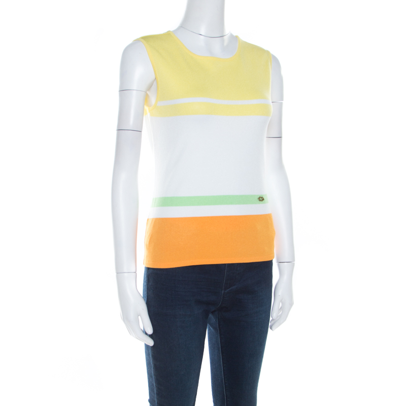 Pre-owned Escada Multi Colour Striped Knit Sleeveless Top M In Multicolor