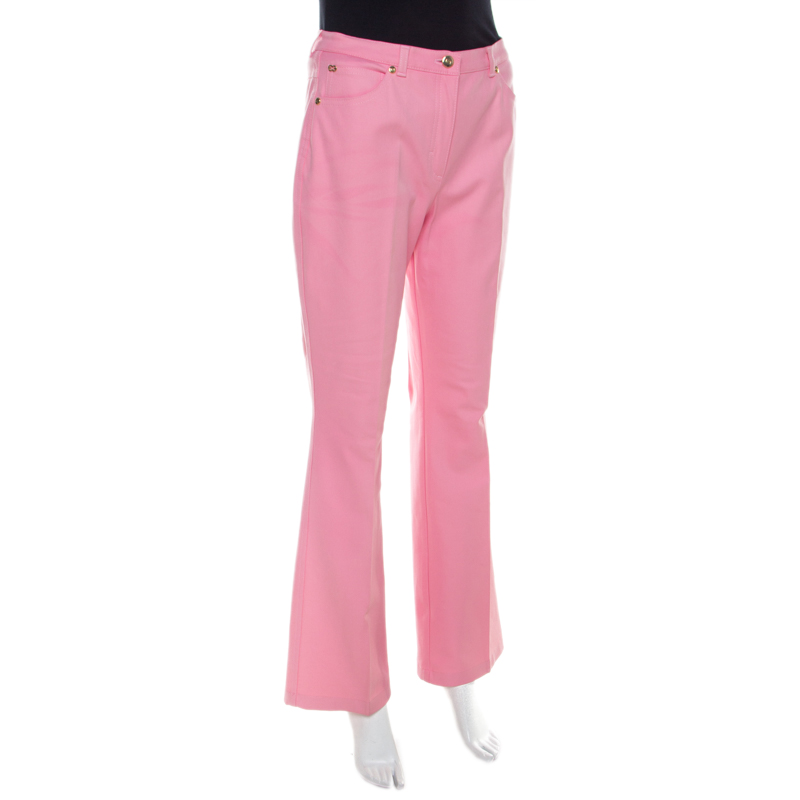 Pre-owned Escada Pink Cotton Twill Denim High Waist Flared Jeans M