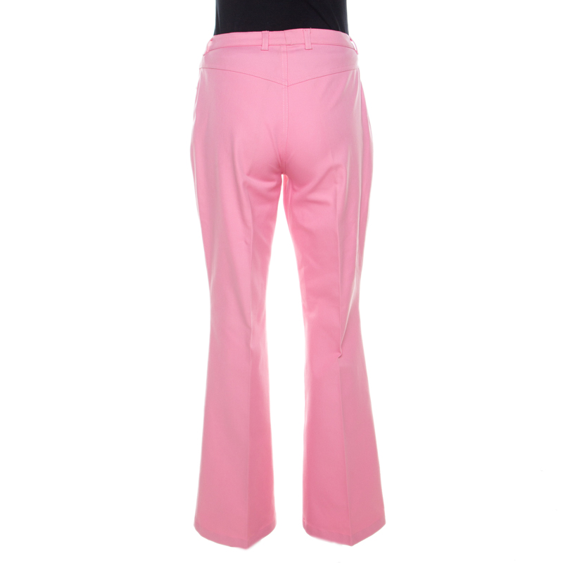 Pre-owned Escada Pink Cotton Twill Denim High Waist Flared Jeans M