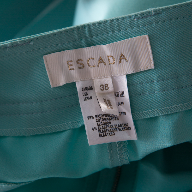 Pre-owned Escada Mint Green Cotton Stretch Denim Straight Fit Jeans M