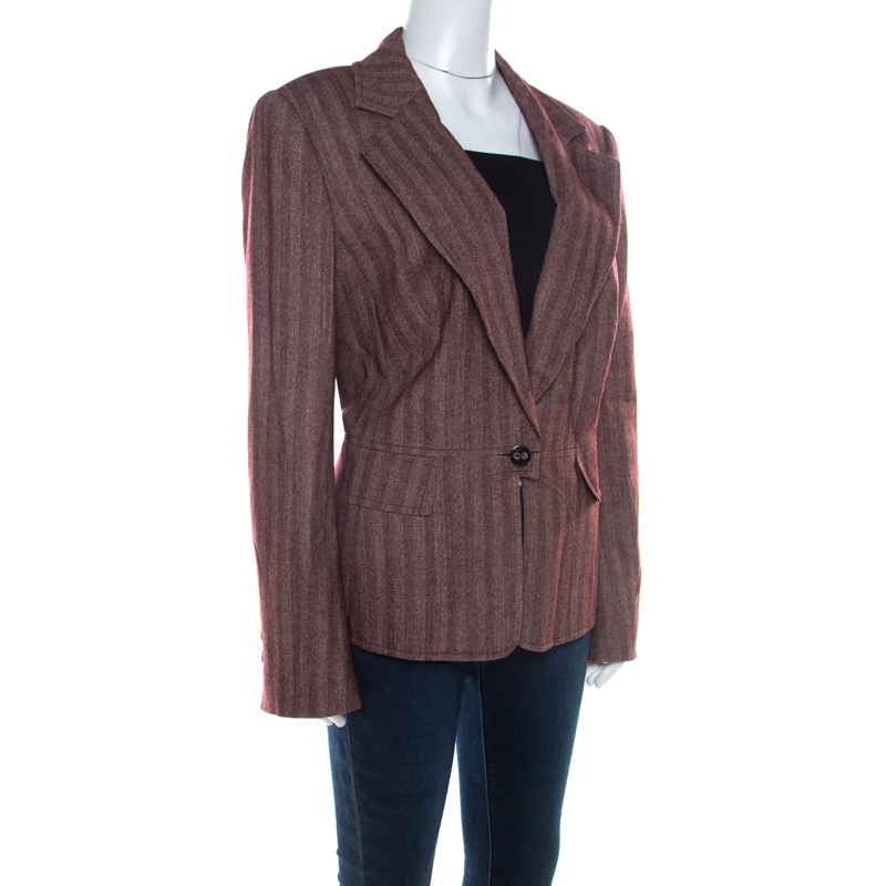 

Escada Burgundy Wool and Silk Blend Single Button Blazer