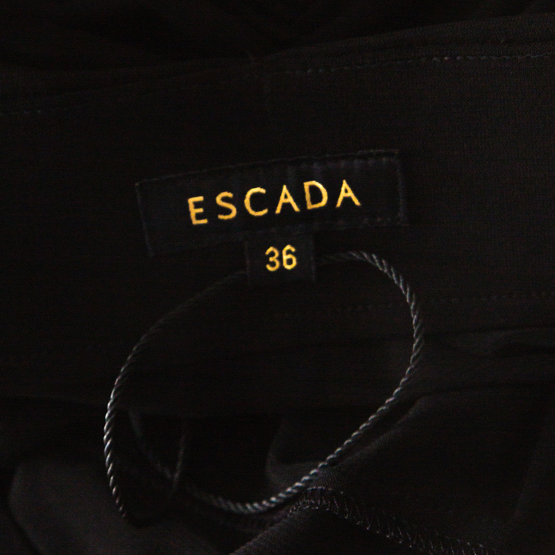 Pre-owned Escada Black Stretch Jersey Waist Drape Detail Skirt M