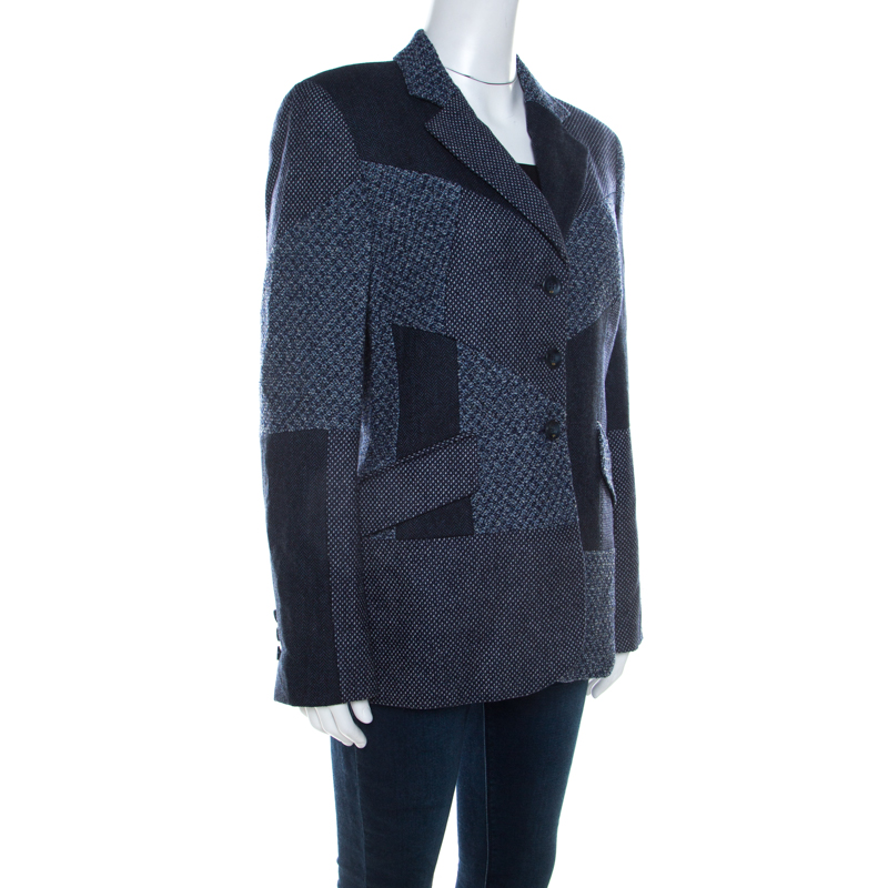 

Escada Navy Blue Wool Blend Patchwork Blazer