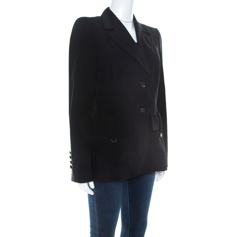 

Escada Black Wool Safari Pocket Detail Jacket