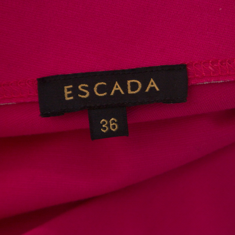 Pre-owned Escada Blossom Pink Knit Gathered Detail Relas Pencil Skirt M