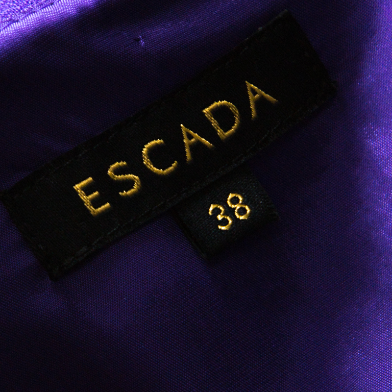Pre-owned Escada Purple Crepe Pleated Bodice Detail Sleeveless Danicara Dress M