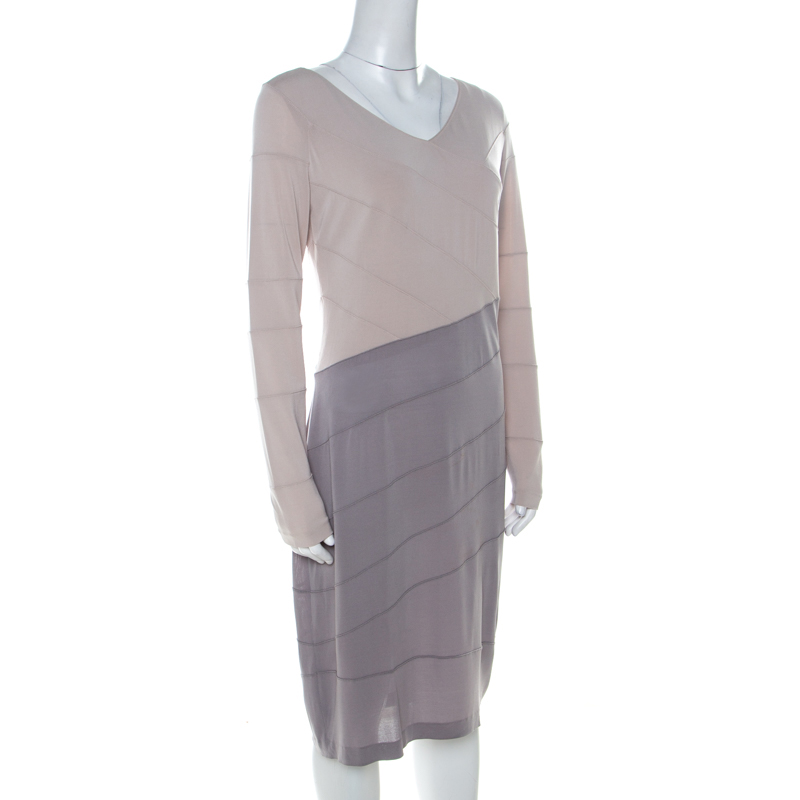 

Escada Colorblock Stretch Jersey Paneled Eppa Dress, Grey