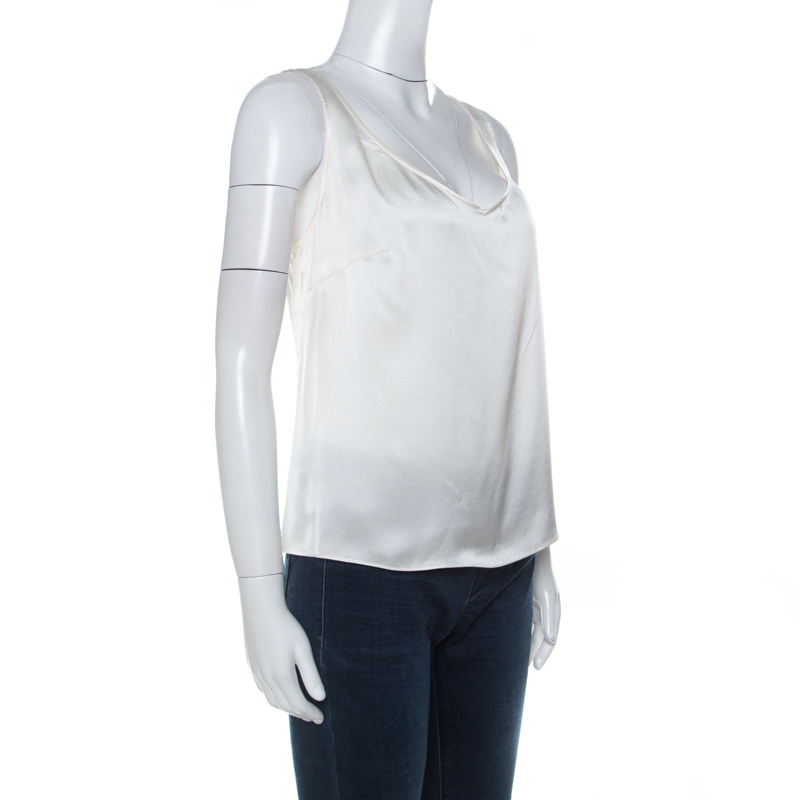 

Escada Off White Silk Sleeveless Top