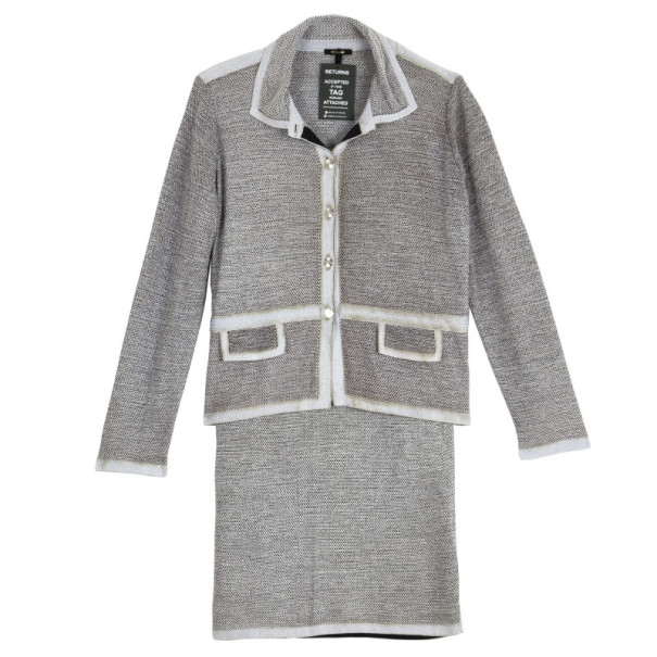 Pre Owned Escada Light Grey Wool Suit M