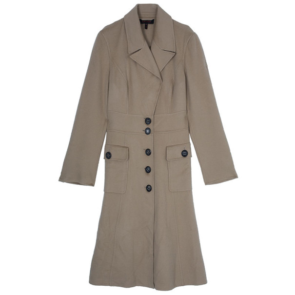 Pre Owned Escada Tan Cashmere Long Coat S