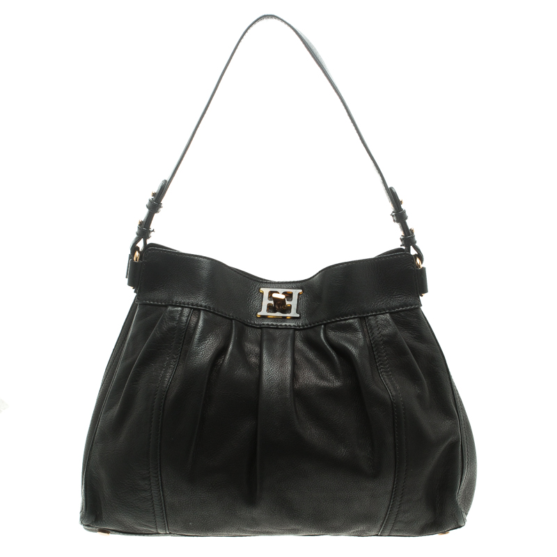 Pre Owned Escada Black Leather Shoulder Bag