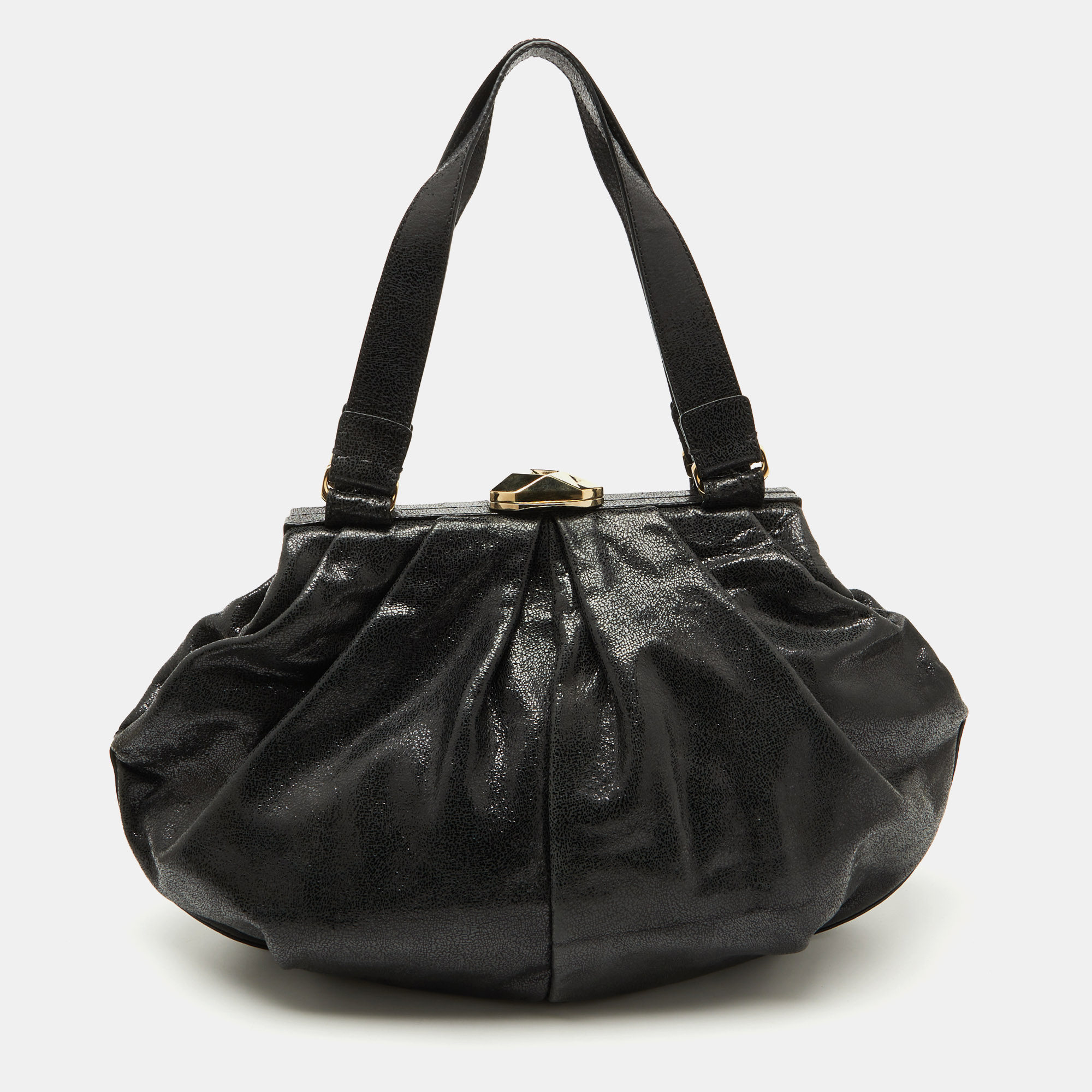 

Escada Black Leather Frame Satchel