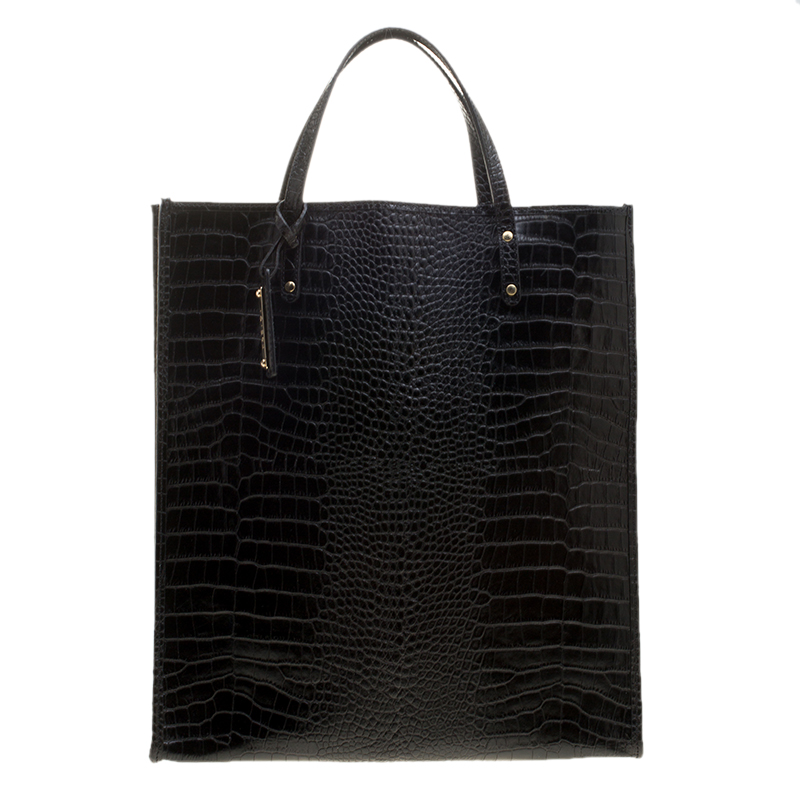 black croc shopper bag