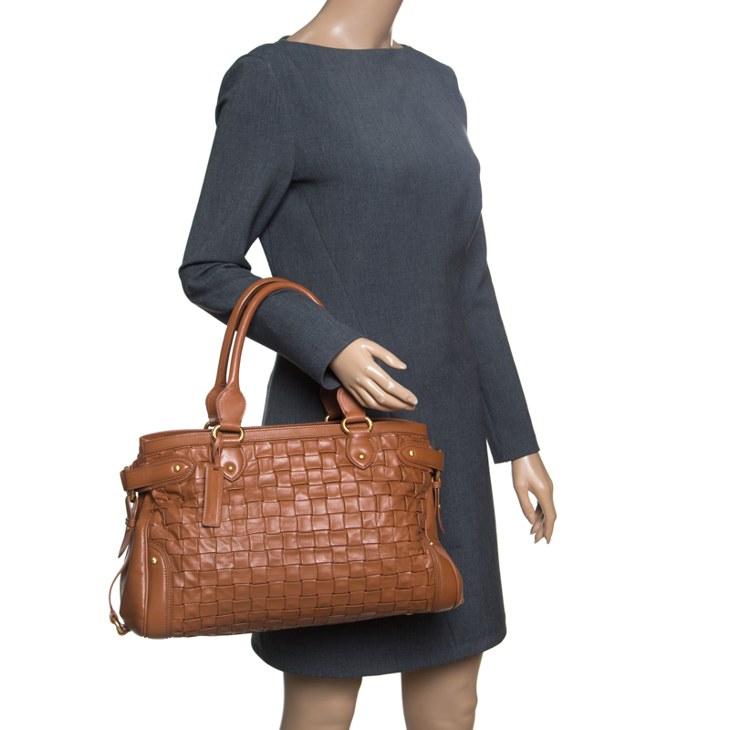 

Escada Brown Woven Leather Horizontal Margaretha Tote