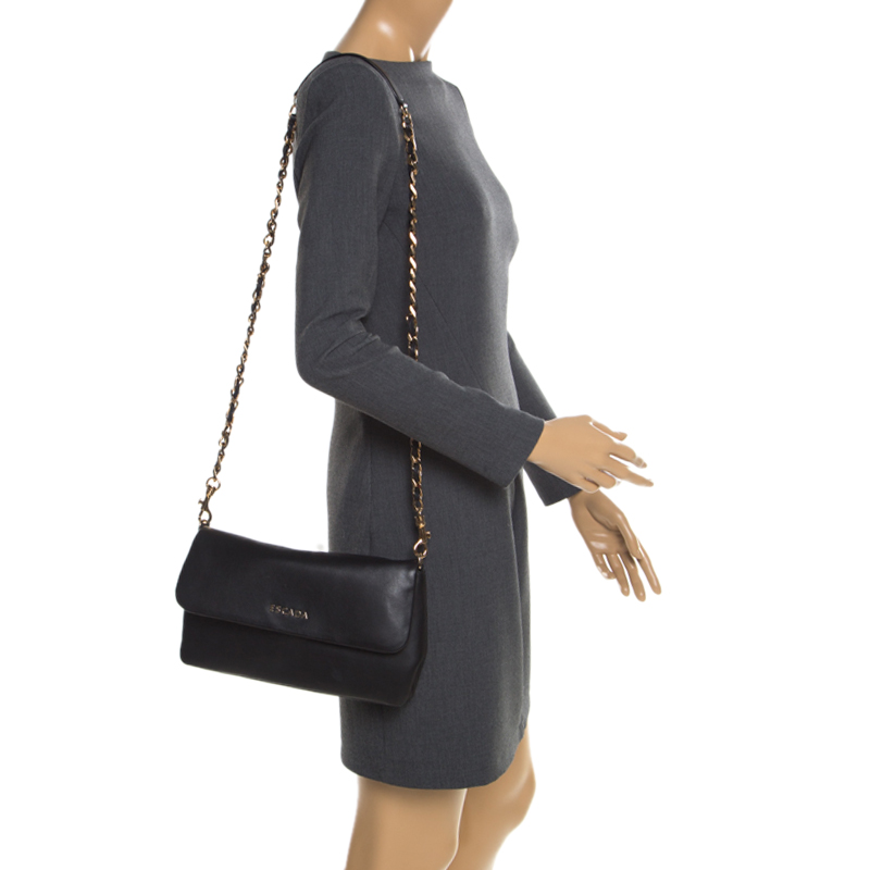 

Escada Black Leather Chain Shoulder Bag