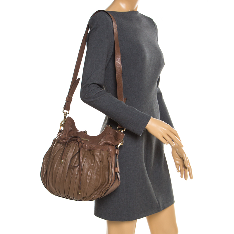 

Escada Brown Pleated Leather Hobo