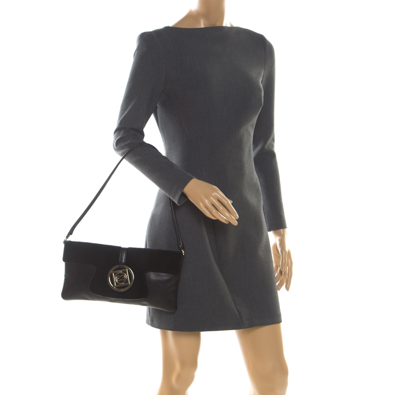 

Escada Black Leather and Calfhair Shoulder Bag