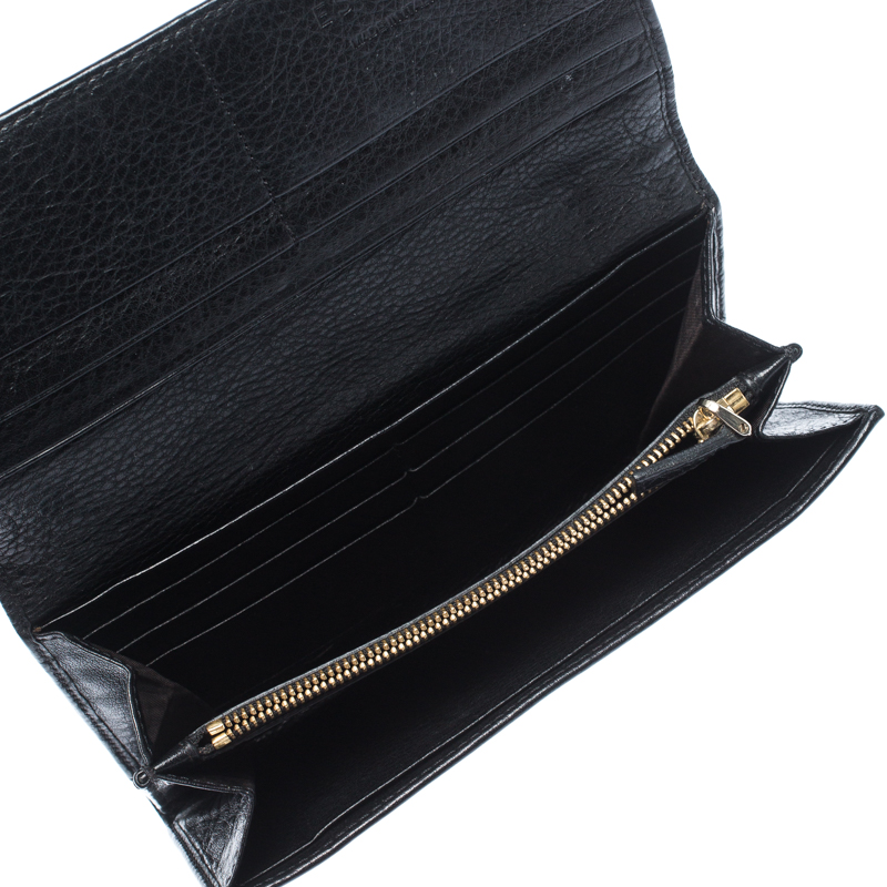 

Escada Black Leather Flap Continental Wallet