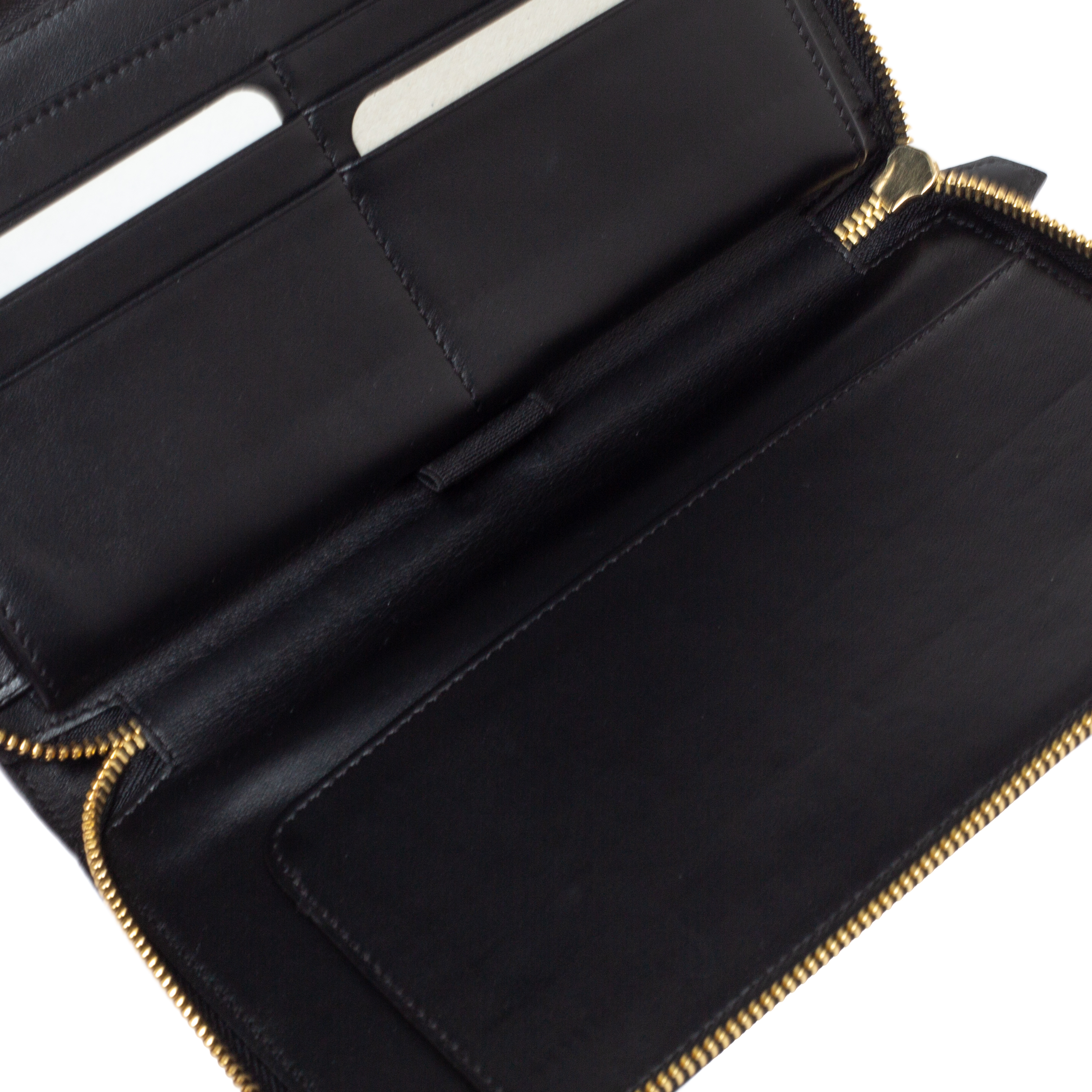 

Escada Black Leather Zip Around Wallet Organizer