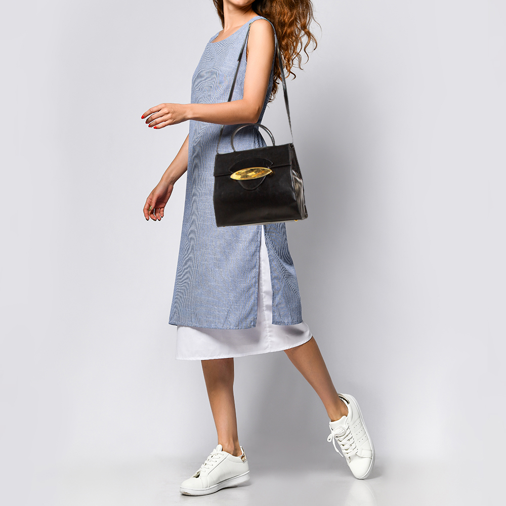 

Escada Black Leather Top Handle Bag