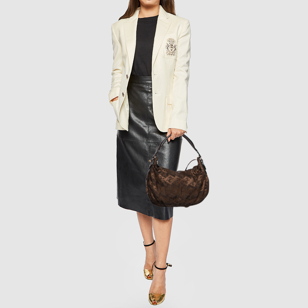 

Escada Brown Monogram Canvas And Leather Hobo