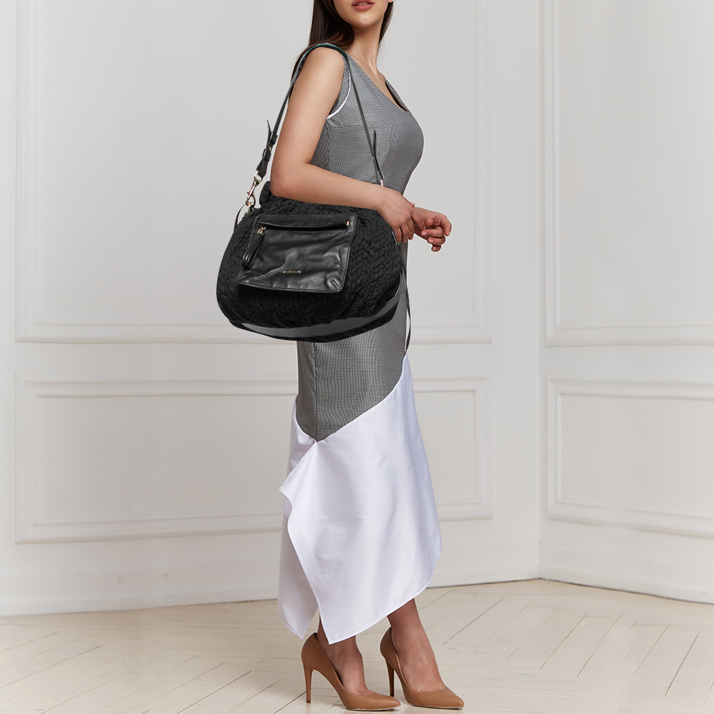 

Escada Black Fabric and Leather Tassel Tote