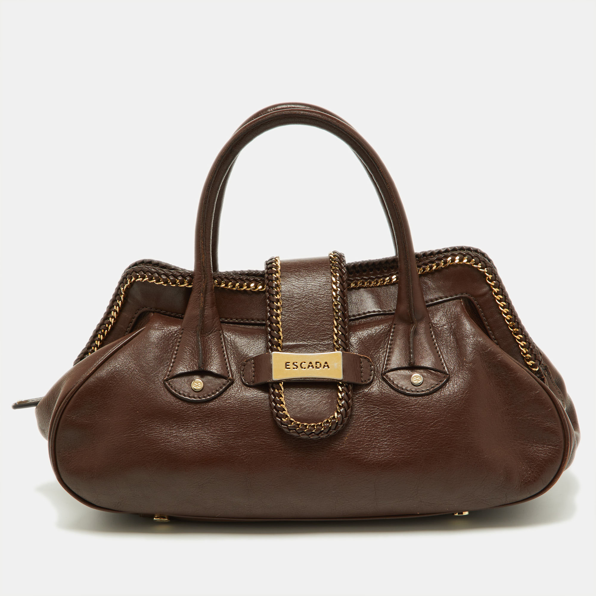 Pre-owned Escada Brown Leather Chain Satchel