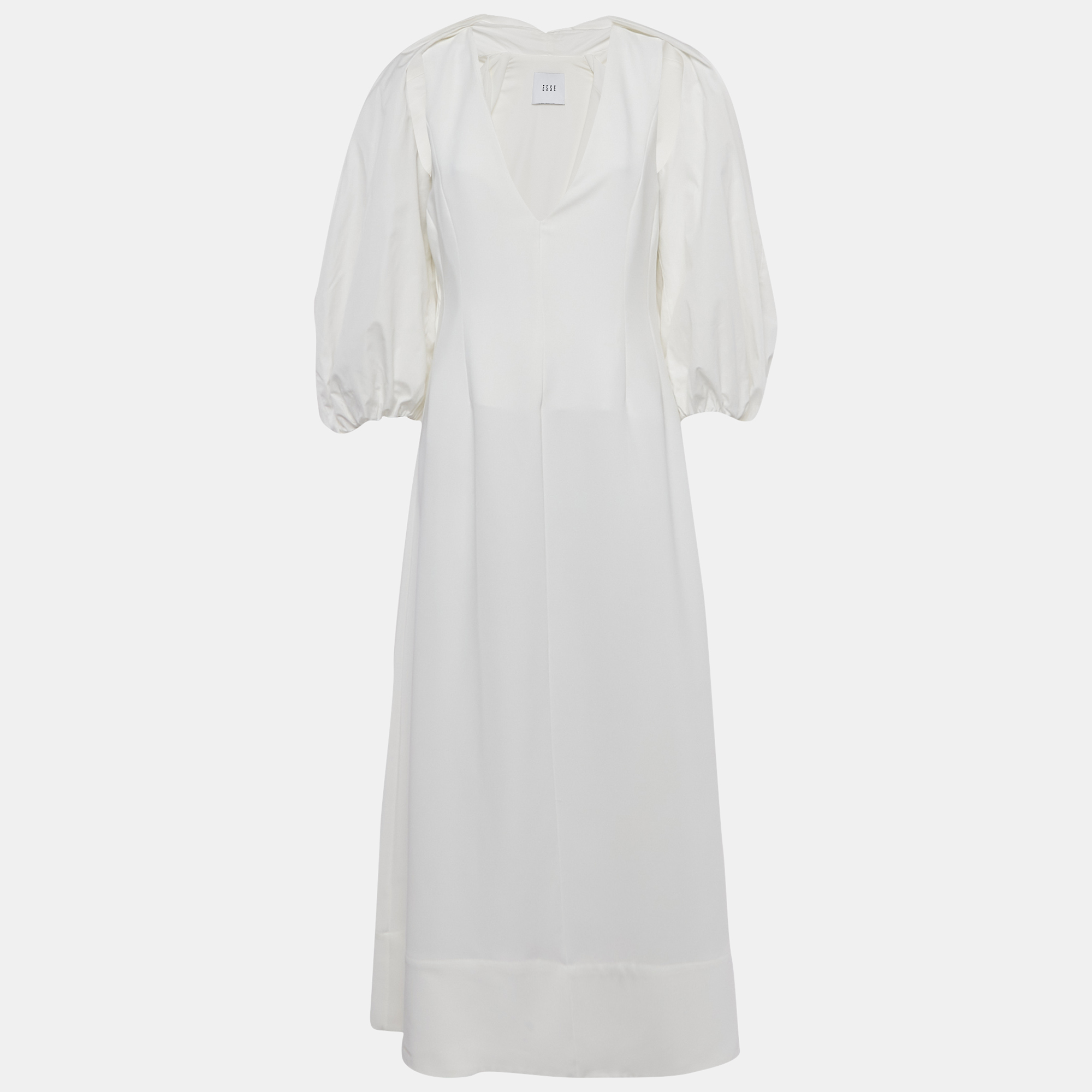 Pre-owned Esse Studios Esse Studio White Crepe Cotton Supine Cut-out Cady Maxi Dress M