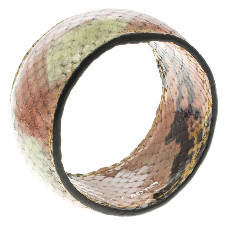 

Etro Multicolor Printed Leather Wide Bangle Bracelet