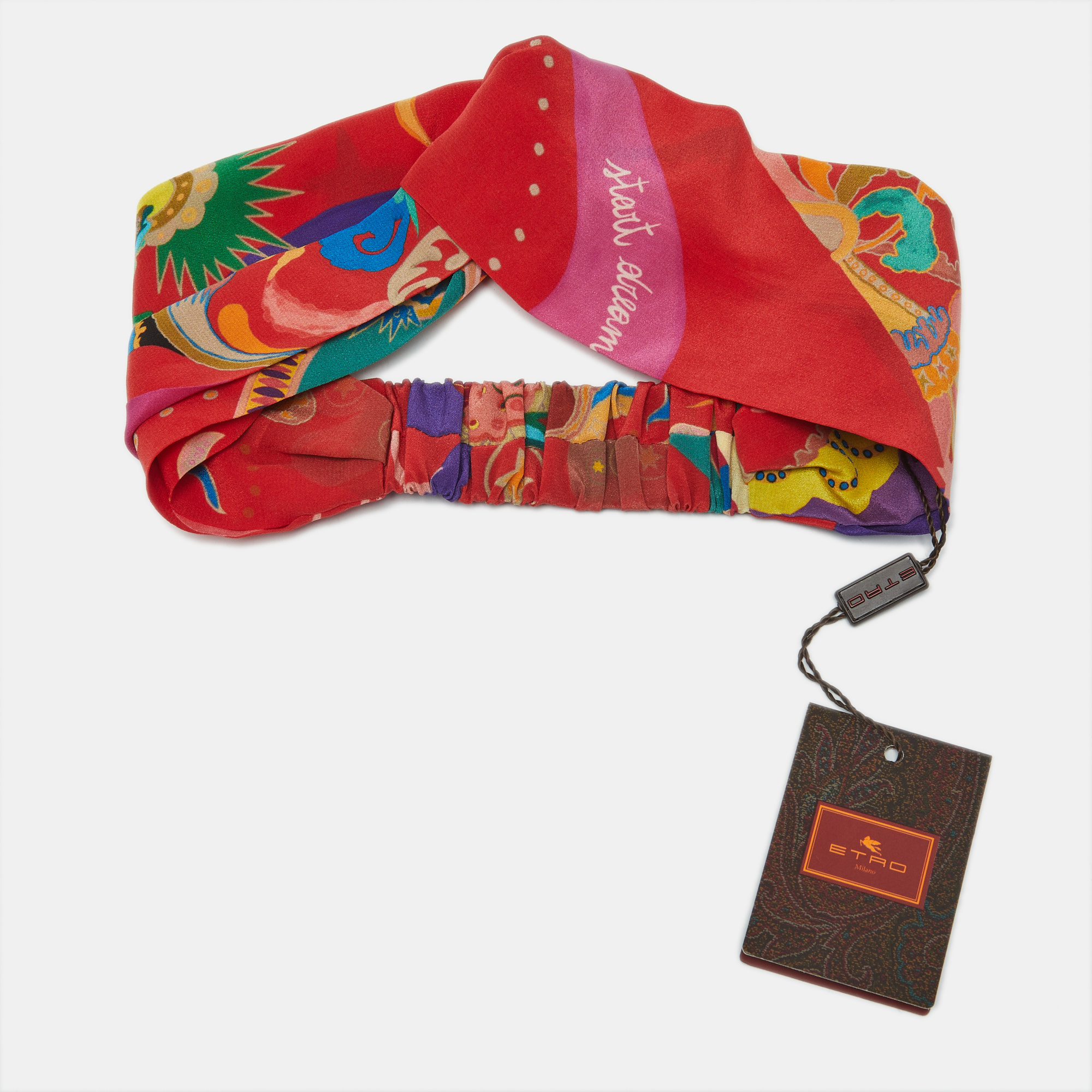

Etro Red Floral Print Silk Headband