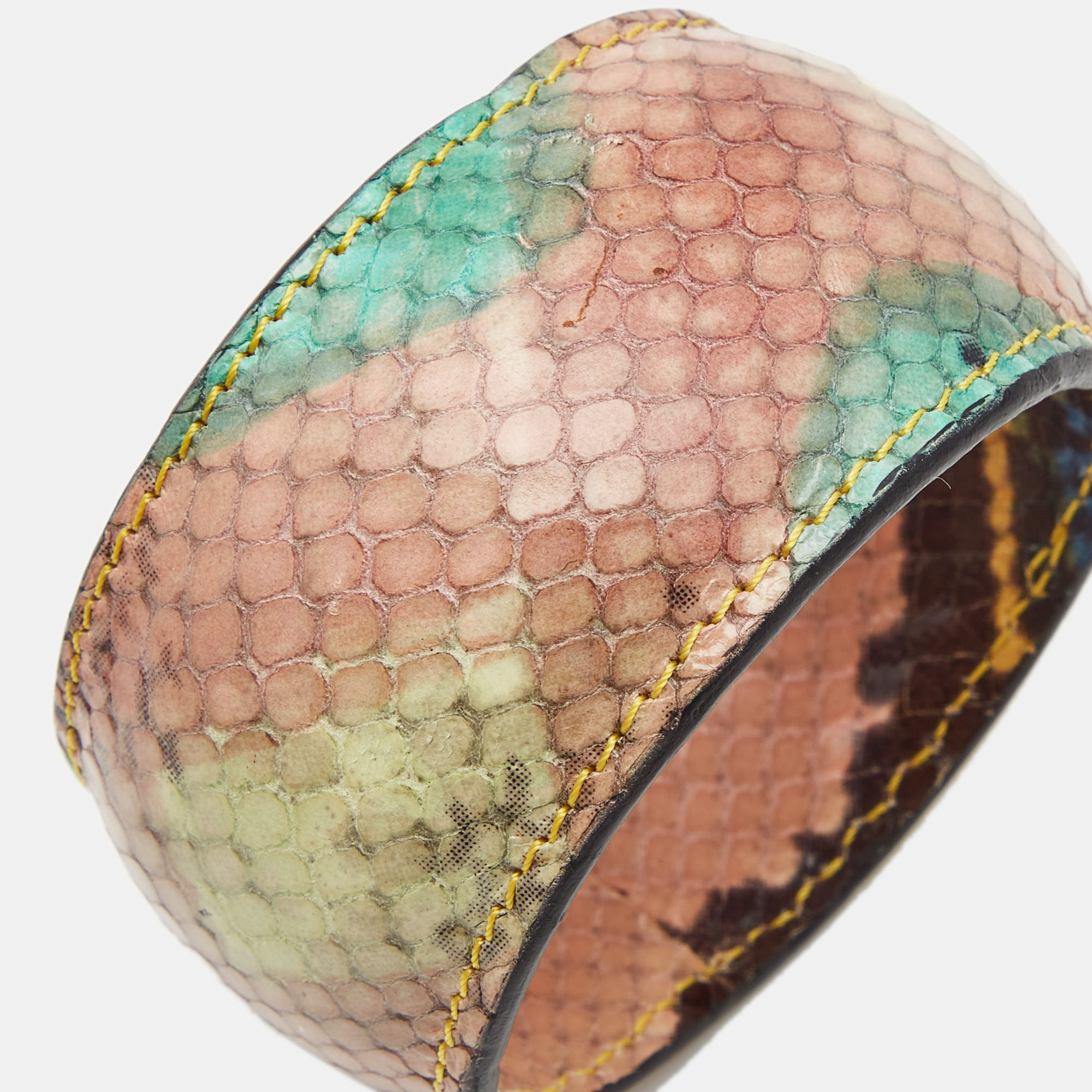 

Etro Multicolor Printed Leather Bangle Bracelet